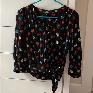 Madewell floral side-tie blouse